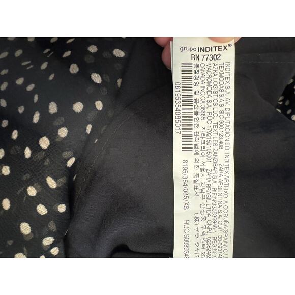 ZARA BLACK RUFFLED POLKA DOT PRINT DRESS WITH BUTTONS SIZE XS - Picture 12 of 15